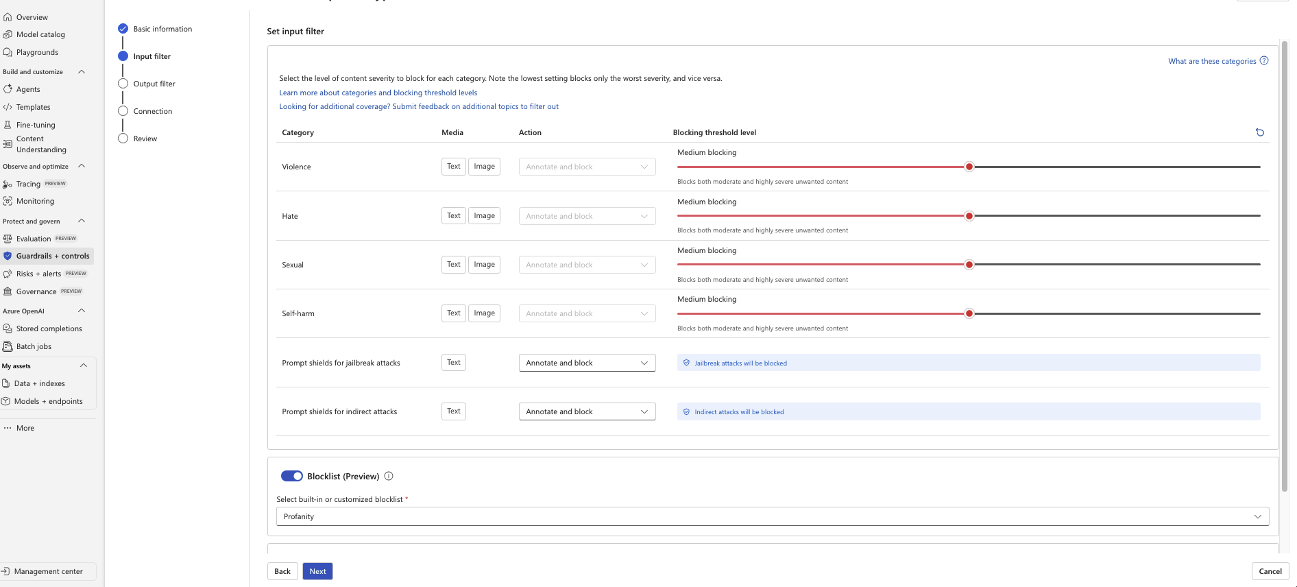 Azure AI Foundry — Content Filter Configuration